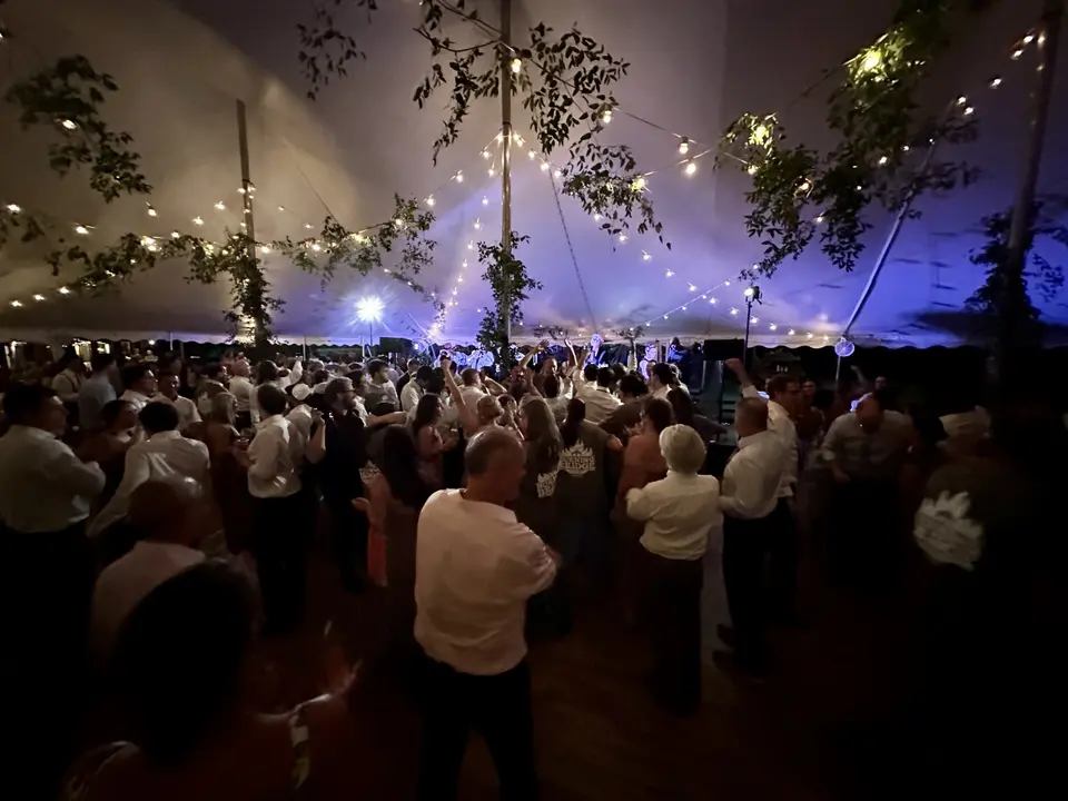 Wedding reception with people dancing